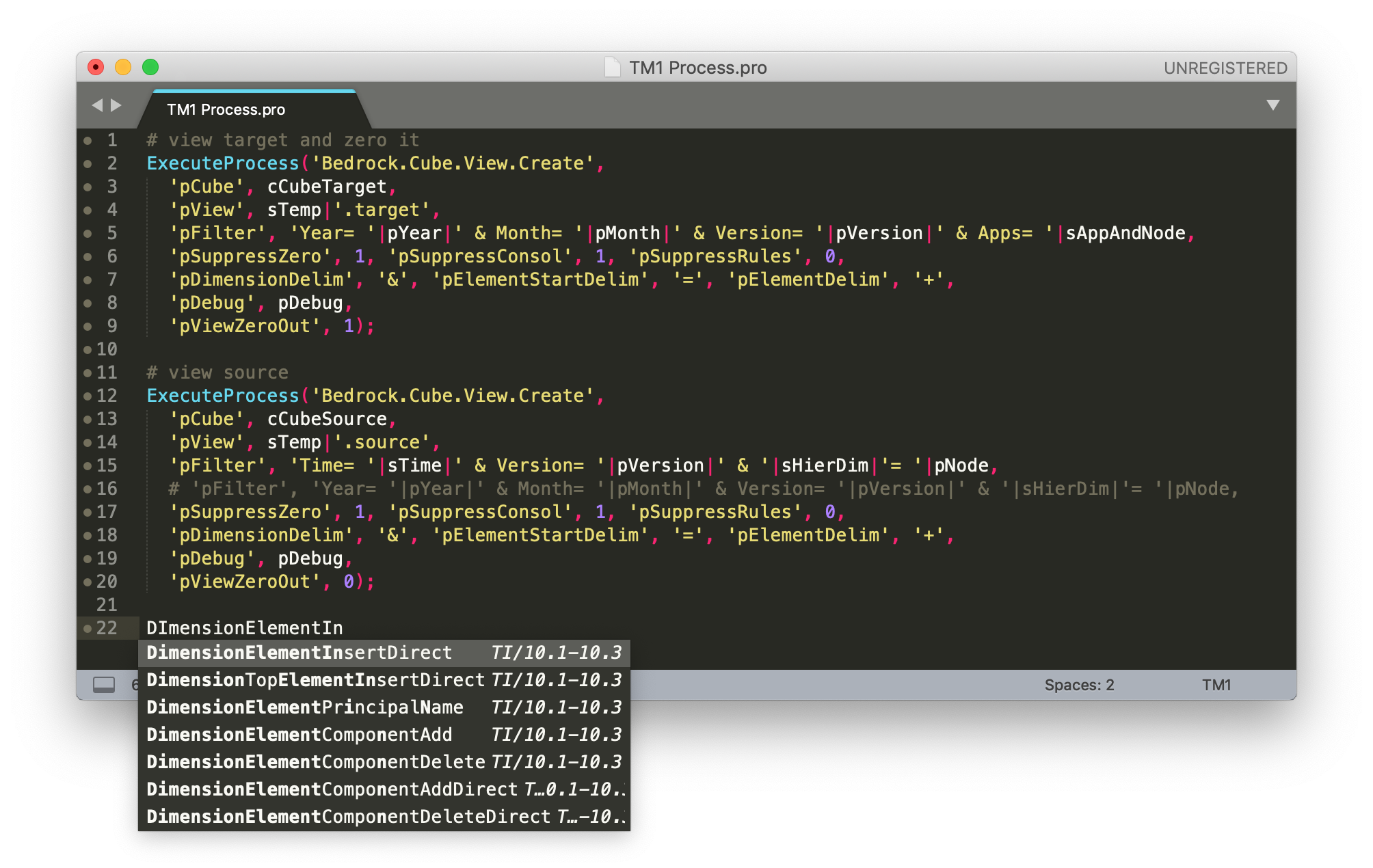 IBM Cognos TM1 code completion for Sublime Text editor