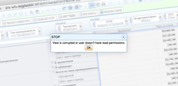 Error in TM1 Applications: "View is corrupted or user doesn't have read permissions"